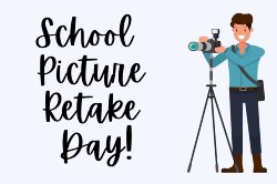 graphic of man with a camera school picture retake day